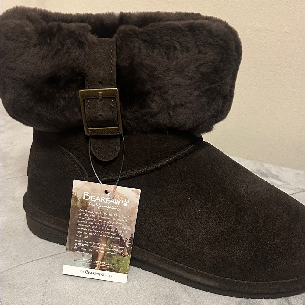 BearPaw Dark Brown Boots with Plush Cuff